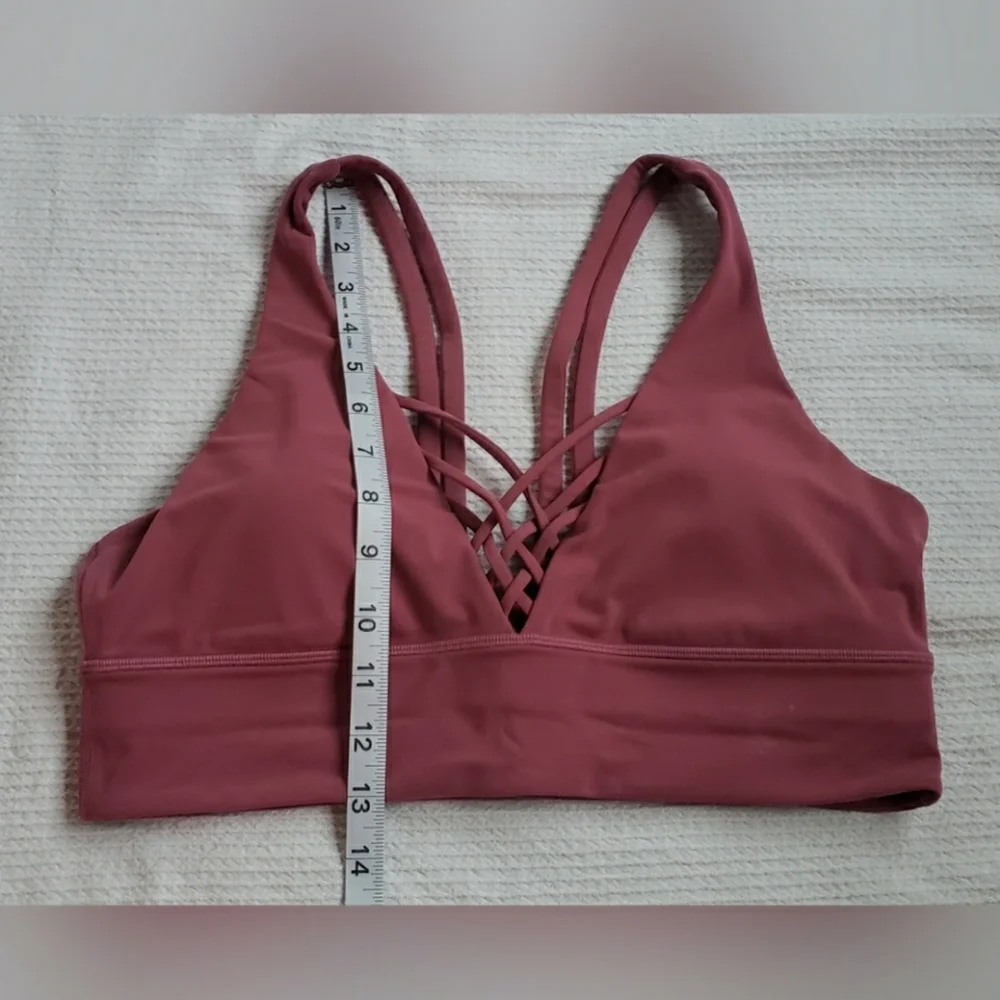 🌸AvaiLable💕inQuire🌸RARE♡Lululemon Strappy LongLine Plunge Cage Bra Moss Rose - Picture 6 of 11